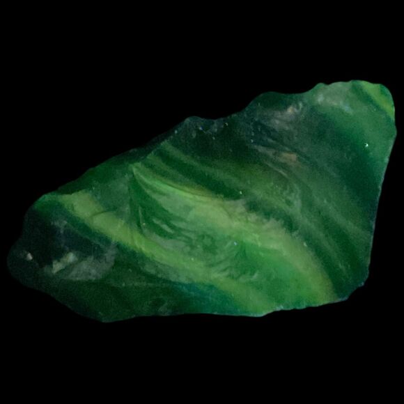 Emerald Green Layered Art Glass Cullet Glowing Manganese Slag Glass #4GM366 - Picture 1 of 7